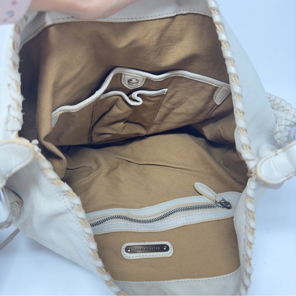 Large off white vintage ralph lauren leather bag with logo tassel - Picture 7 of 13